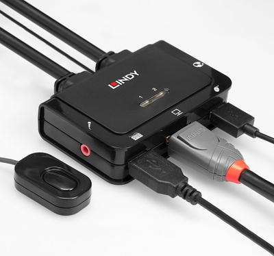 Switch KVM Lindy NET 42344, 4K Ultra HD, USB dhe HDMI, i zi