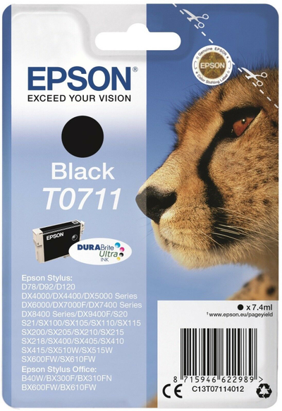 Ngjyrë printeri Epson Singlepack T0711 DURABrite Ultra, e zezë