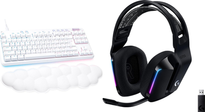 Set gaming Logitech G713 Tactile dhe G733 Lightspeed, tastierë mekanike, kufje pa tela, i zi