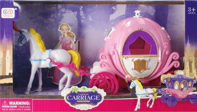 Set lodër karrocë princeshash MEGA CREATIVE 522964, me kalë, plastikë, rozë