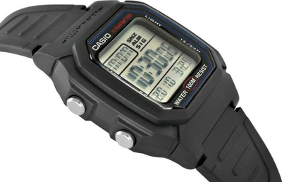 Ora digjitale Casio W-800H-1AVDF, Classic Illuminator, rezistente ndaj ujit 100m, e zezë