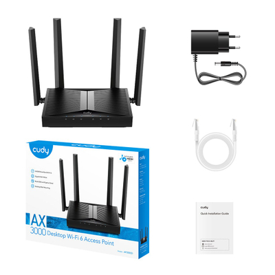 Pikë aksesi Cudy AX3000, Wi-Fi 6, 2402 Mbit/s, i zi