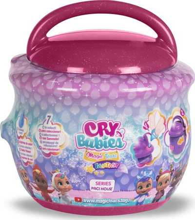 Lodër kukull Cry Babies Magic Tears Paci House Fantasy, me shpizë-çantë, aksesorë, rozë