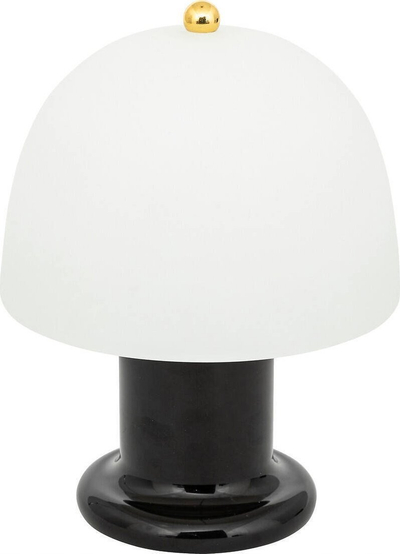 Lampë tavoline LED Atmosphera Rick, 21cm, kupolë xhami, e zezë