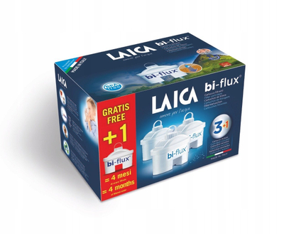 Fishek filtrues uji Laica Bi-Flux, set 3+1, BPA free, i bardhë