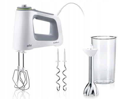 Mikser dore Braun MultiMix 5 HM5107WH, 9 shpejtësi, me aksesor blenderi, i bardhë