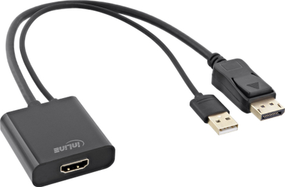 Kabllo InLine DisplayPort në HDMI, 0.3m, e zezë