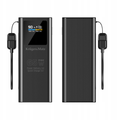 Надворешна батерија Kruger&amp;Matz KM0914, 20000mAh, 65W, црна