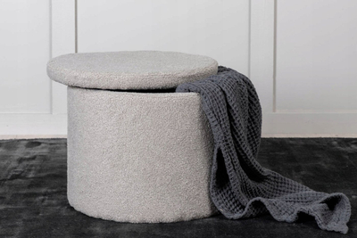 Puf ruajtës Venture Home Dunken, 51x51x43 cm, material teddy, gri