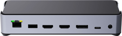 Docking station për laptop Estuff GLB232006, USB C, 3 ekrane, PD 100W, gri