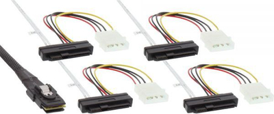 Kabll InLine SAS SFF 8087 në 4x SFF 8482, 0.75m, multikolor