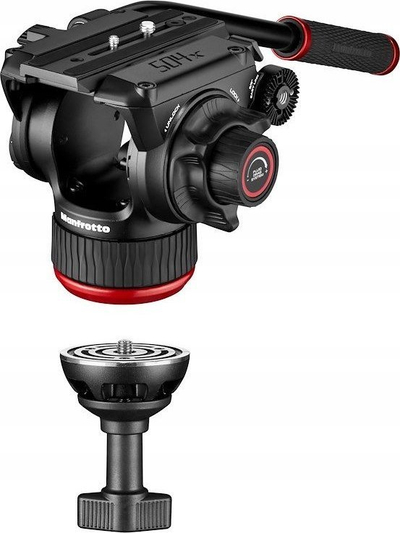 Професионален видео-триножник Manfrotto 504X CF Twin MS, јаглеродни влакна, со флуидна глава, црн
