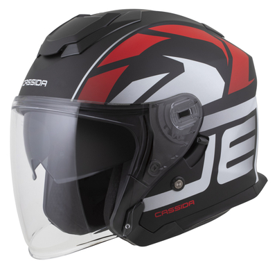 Helmetë moto Cassida Jet Tech 2.0 RoTo, urbane, black matt red white