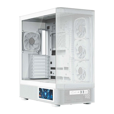 Kullë gaming Modecom Volcano AQ400 ARGB, MIDI Tower, ekran LCD, e bardhë