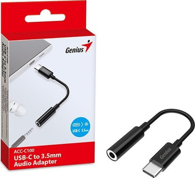 Adapter audio Genius ACC-C100, USB-C në 3.5mm, stereo, i zi