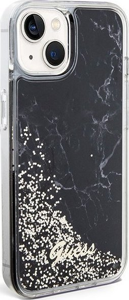 Guaskë telefoni Guess GUHCP14SLCSGSGK për iPhone 14, Liquid Glitter Marble, e zezë