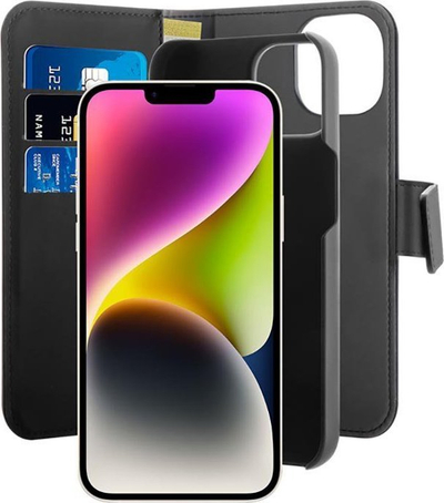 Këllëf‑portofol Puro Wallet Detachable MagSafe, për iPhone 14 Plus, 2 në 1, i zi