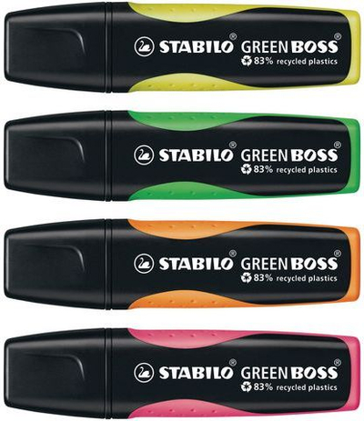 Сет маркери Stabilo Green Boss SCH250, 4 бои, маркери за нѐнвцизување