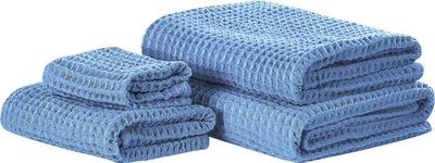 Set peshqirësh për banjo, pambuk zero twist, 4 copë, blu
