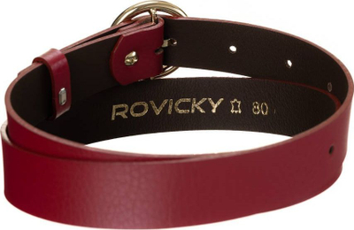 Кожен ремен за жени Rovicky, 2.7cm, кружна златна тока, црвен