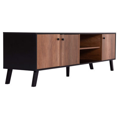 Komodinë TV HomeMarkt Kruden HM9447.11, 180x40x51cm, dru melamine, e zezë natyrale