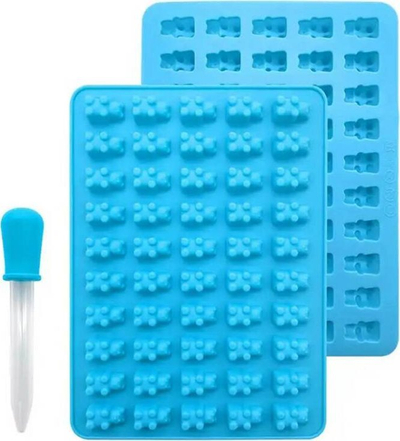 Kallëp silikoni për gummy arusha DA90, 50 forma, me pipetë, shumëngjyrësh