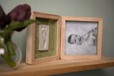 Kornizë foto për bebe PetitArtichaut Marco Doble, dru, ulli jeshil