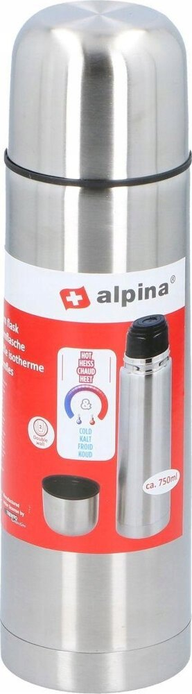 Termus Alpina Double Stopper, çelik inox, 750ml, argjendtë