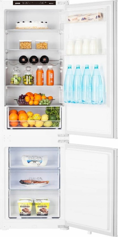 Frigorifer i integruar me ngrirës Gorenje NRKI 418 EP1, NoFrost, ekran LED, i bardhë