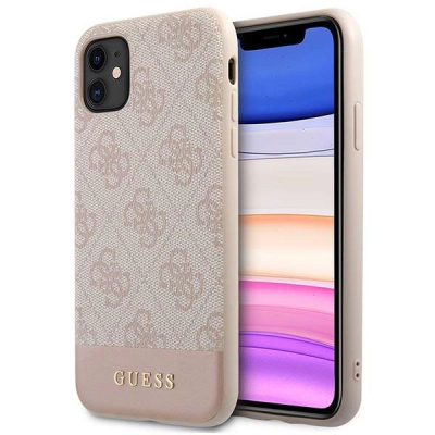 Kapak telefoni Guess 4G Stripe për iPhone 11 6.1", hardcase, rozë
