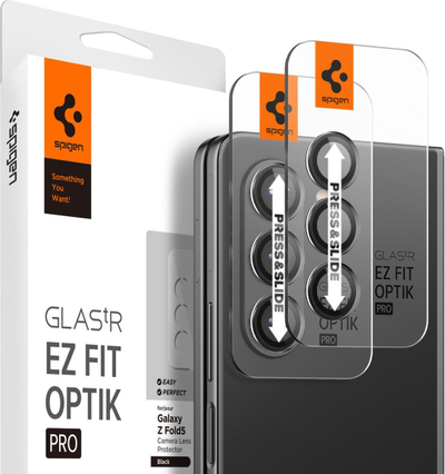 Mbrojtës xhami kamere Spigen Glass tR EZ Fit Optik Pro, 2 copë, për Samsung Galaxy Z Fold5, i zi