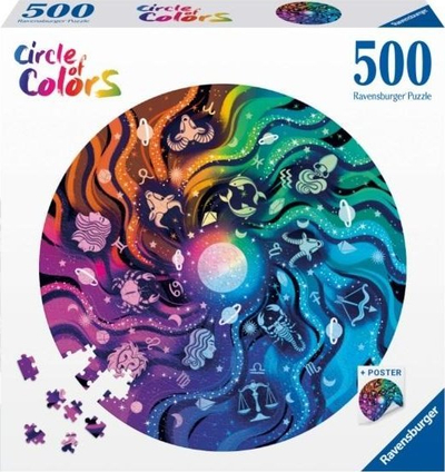 Puzzle Ravensburger Color Palette Astronomy, 500 copë, rrethor, shumëngjyrësh