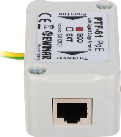 Mbrojtës rrjeti Saltek PTF-61-ECO PoE, Gigabit Ethernet, 10/100/1000 Mbps, gri