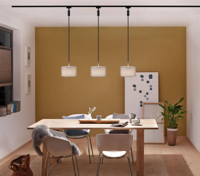 Varëse tavani Paulmann URail Deco System Base, 1x20W E14, kabllo me stof, e zezë mat
