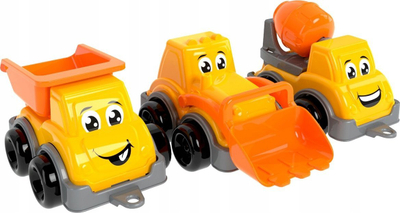 Set lodrash ndërtimi Construction Car Set, kamion me rimorkio, traktor dhe betonierë, për fëmijë 3+