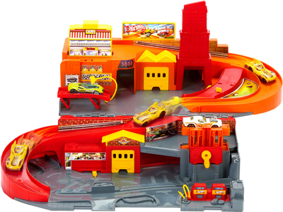 Set lojrash Hot Wheels City Sto &amp; Go Refresh, 6 makina, pistë palosëse