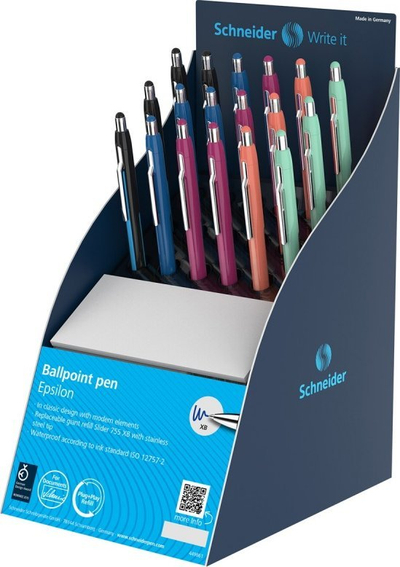 Display me stilolapsa automatike Schneider Epsilon, XB, 18 copë, ngjyra të përziera