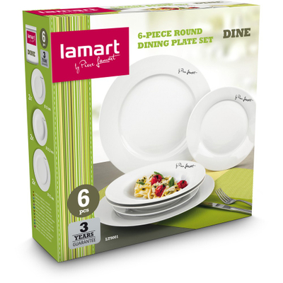 Pjata set porcelani 6 copë Lamart LT9001, të bardha