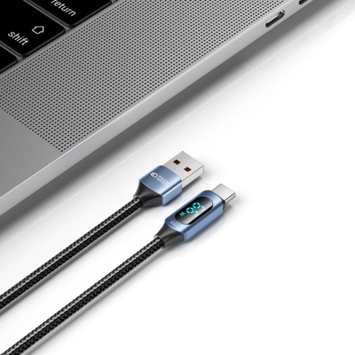 Kabllo karikues Tech-Protect Ultraboost LED, USB-A në USB-C, 66W 6A 2m, blu