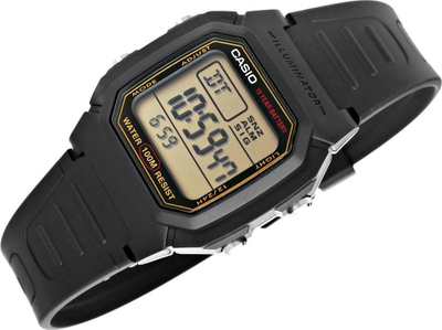 Orë dore Casio W-800HG-9AVDF, digjitale, rezistencë ndaj ujit 100m, e zezë