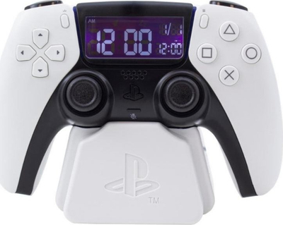 Orë alarmi Paladone PlayStation PS5 DualSense, ekran LCD digjital 15.8cm, me USB, e bardhë