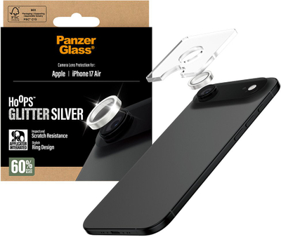 Mbrojtës kamere PanzerGlass Hoops, për iPhone Air, glitter argjendi