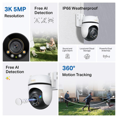 Камера за безбедност TP-Link Tapo C530WS, 3K 5MP, Wi‑Fi, бела