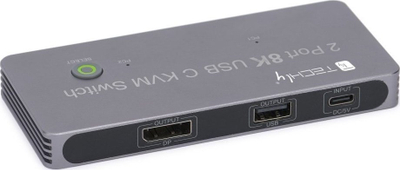 Ndërrues KVM Techly USB C, DisplayPort 1.4 8K, 2x USB C, 3x USB 2.0, i zi