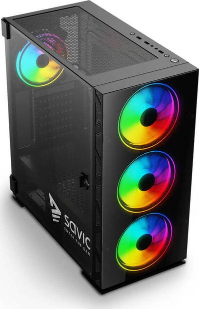 Kasë Savio Prime X1 ARGB Glass, e zezë