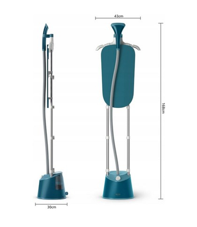 Вертикален парочистач за облека Philips STE1040/20, 3 нивоа пареа, голем резервоар за вода, сина боја