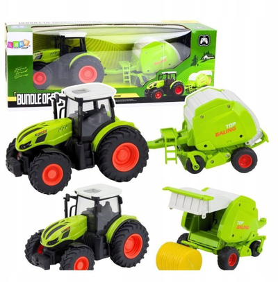 Lodër traktor bujqësor me telekomandë, 1:24, me baler, jeshil