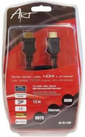 Kabllo HDMI Art KABHDMI/HDMIAL10, HDMI me HDMI, 1.5m, e zezë