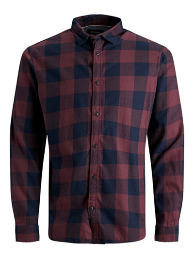 Këmishë Jack&Jones JJEGINGHAM Slim Fit, e kuqe e errët