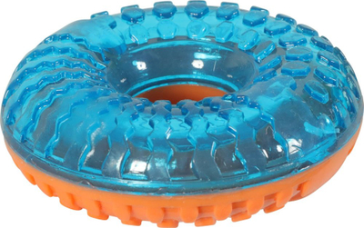 Lodër aportimi për qen Cooper & Pals TAO, donut 8.5cm, gome TPR, portokalli e kaltër